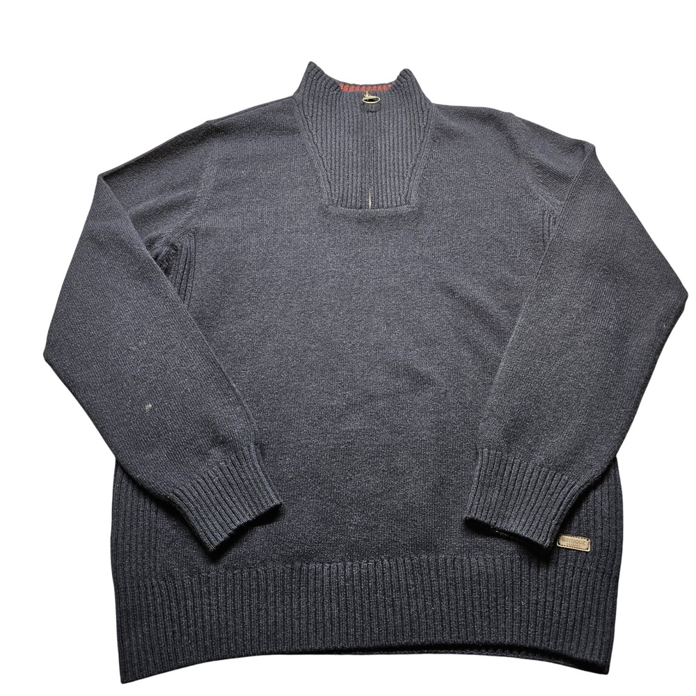 Barbour Half Zip Wool Sweater Mens L Navy Blue MKN0863NY91 Pullover Mock Neck